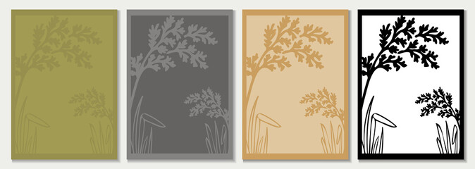 Naklejka premium Template, background, background for any inscription, announcement, invitation. Using autumn paraphernalia, leaves, branches, grass, monocolor