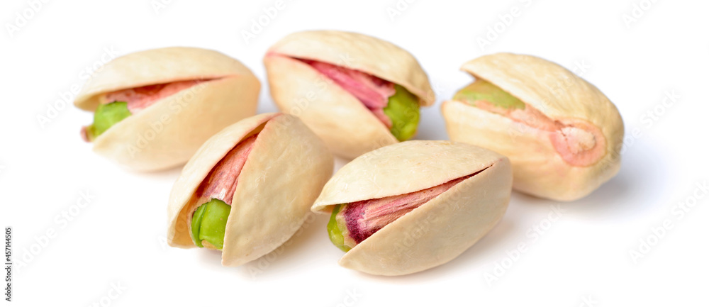 Wall mural unpeeled pistachios isolated on the white background - Wall murals