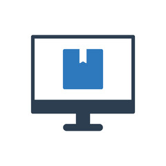 Online Order icon -Package Box With Computer Icon