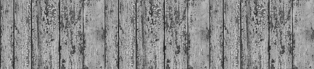 Wooden planks background. Black and white panoramic wood texture.