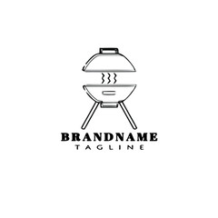 barbecue grill cartoon logo icon design template black vector