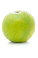 Close-up of Organic Indian Citrus fruit sweet limetta or mosambi (Citrus limetta), it is an green and yellow in color,  isolated over white background,