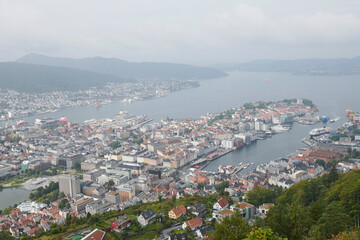 Vista aérea de Bergen, Noruega
