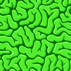 Seamless pattern with green zombie brain. Halloween background