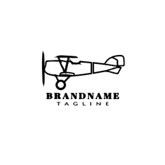 biplane logo cartoon icon design template black vector illustration
