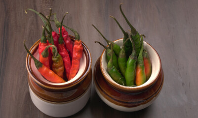 Fresh Red and Green hot chilli peppers.