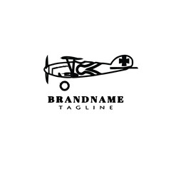 biplane logo cartoon icon design template black isolated illustration