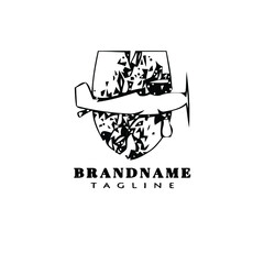 biplane logo cartoon icon design template black isolated vector illustration