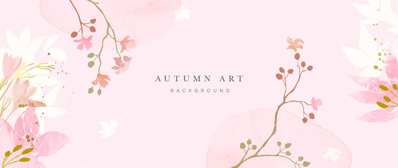Estores personalizados con motivos artísticos con tu foto Autumn background design with watercolor brush texture, Flower and botanical leaves watercolor hand drawing. Abstract art wallpaper design for wall arts, wedding and VIP invite card. Vector EPS10
