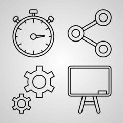 Set of Thin Line Flat Design Icons of Notes and Tasks