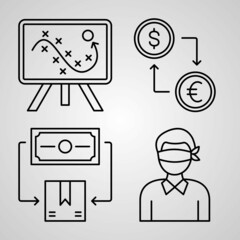 Set of Thin Line Flat Design Icons of Diplomacy