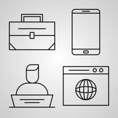 Outline Networking Icons isolated on White Background