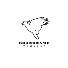 hand drawn bird logo cartoon icon design template black isolated vector illustration