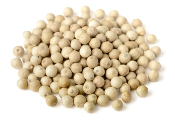 white peppercorns isolated on the white background