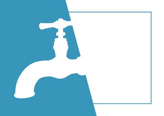 Digitally generated image of water tap icons against blue and white background