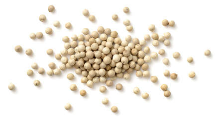 white peppercorns isolated on the white background