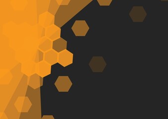 Digitally generated image of yellow hexagonal shapes against black background