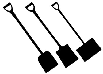 Snow and garden shovels included. Vector image.