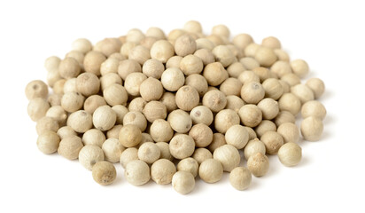 white peppercorns isolated on the white background