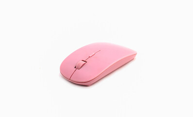pink computer mouse on a white background