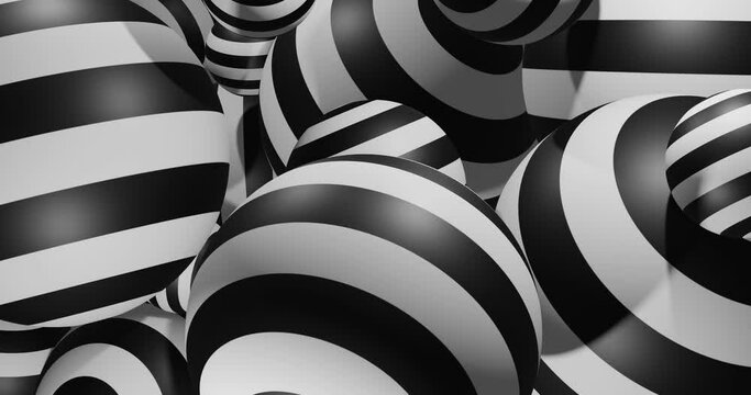 hypnotic illusion of 3d balls with black and white lines