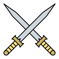 Vector Sword Filled Outline Icon Design