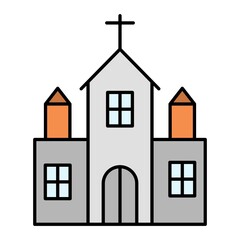 Vector Church Filled Outline Icon Design