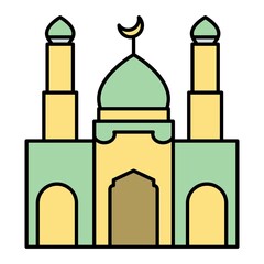 Vector Mosque Filled Outline Icon Design