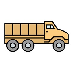 Vector Military Truck Filled Outline Icon Design