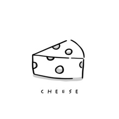 Vector illustration icon of cheese. Hand drawing digital illustration. 