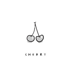 Icon drawing of cherry. Hand-drawn illustration for recipe, cook book and menu. 