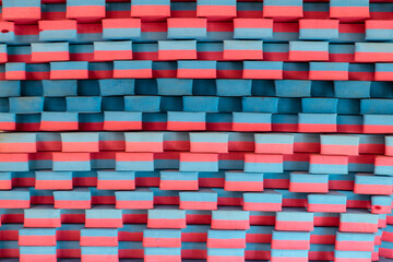 Fototapeta premium Tatami floor of disassembled EVA material, with the pile of rugs in different colors 