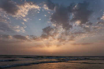 Obraz premium sunset on the beach of El Palmar, in Vejer de la Frontera. Cadiz. Andalusia. Spain