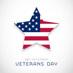 Veterans day, November 11 background with USA star flag