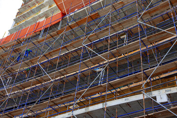 Building construction site in a street in Dubai