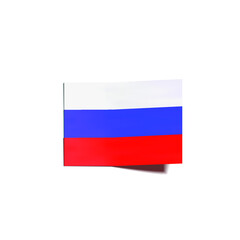 Vector Russian Flag, 3D Flag with Shadow Isolated on White Background, White, Blue and Red Stripes, Russia Colors.