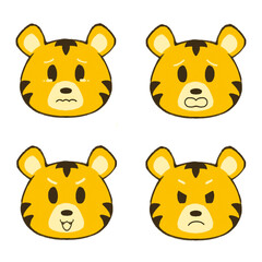 虎のネガティブ系のお顔セット