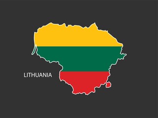 Obraz premium Sticker outline map of the Lithuania, Lithuania flag.