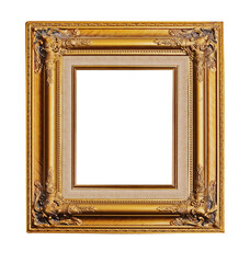 Luxury classic Louis style photo frame, golden vintage frame for home decoration, isolated on a white background with clipping path
