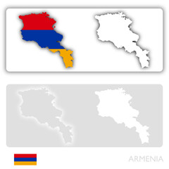 Armenia  map with flag and shadow