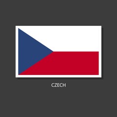 Czech flag Vector Square Icon on Black Background.