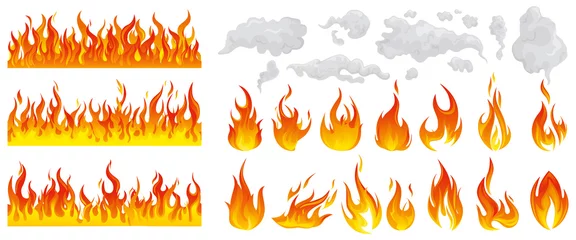 Foto op Plexiglas Fire Flame Smoke Icon Set © Macrovector