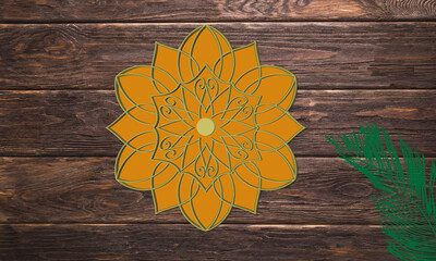 3d multilayer floral mandala illustration graphic. yellow ,green, colorful, modern, gorgeous, 3d...