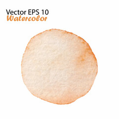 Vector Watercolor Brush Stroke Splash Circle. Handmade design element in orange color. Hand Painted watercolour Dot