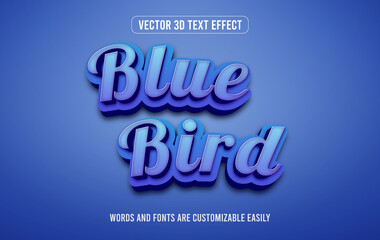 Blue bird 3d editable text effect style