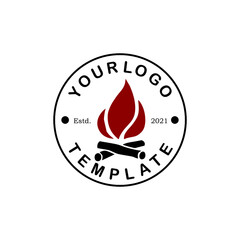 Bonfire flame Design Element in Vintage Style for Logotype, Label, Badge, shirts and other design. Campfire retro vector illustration.