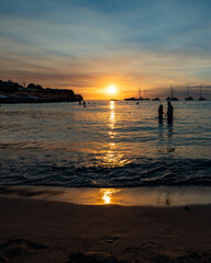views of a sunset on a beach in Formentera, Balearic Islands. Spain.