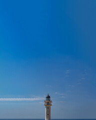 Minimalist photo of a lighthouse in Formentera, Balearic Islands. Spain
