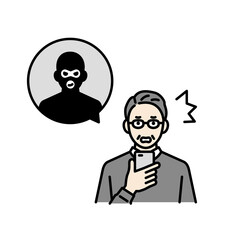 スマートフォンの犯罪を受ける男性