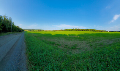 Fototapeta na wymiar Countryside landscape with field in the province of Quebec, Canada